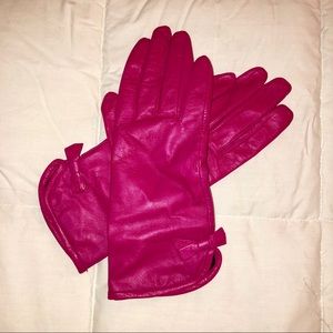Hot pink leather gloves by Kate spade